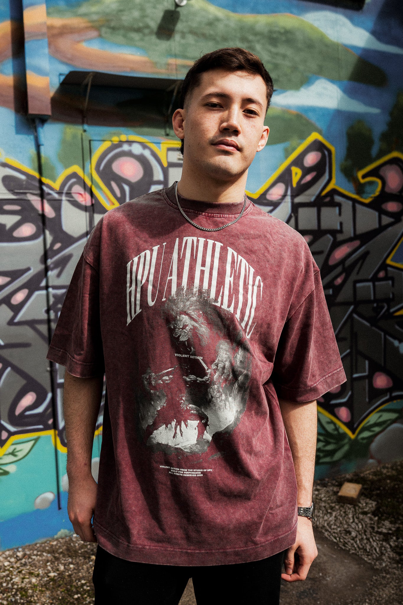 VIOLENT ACTION TEE WASHED MAUVE