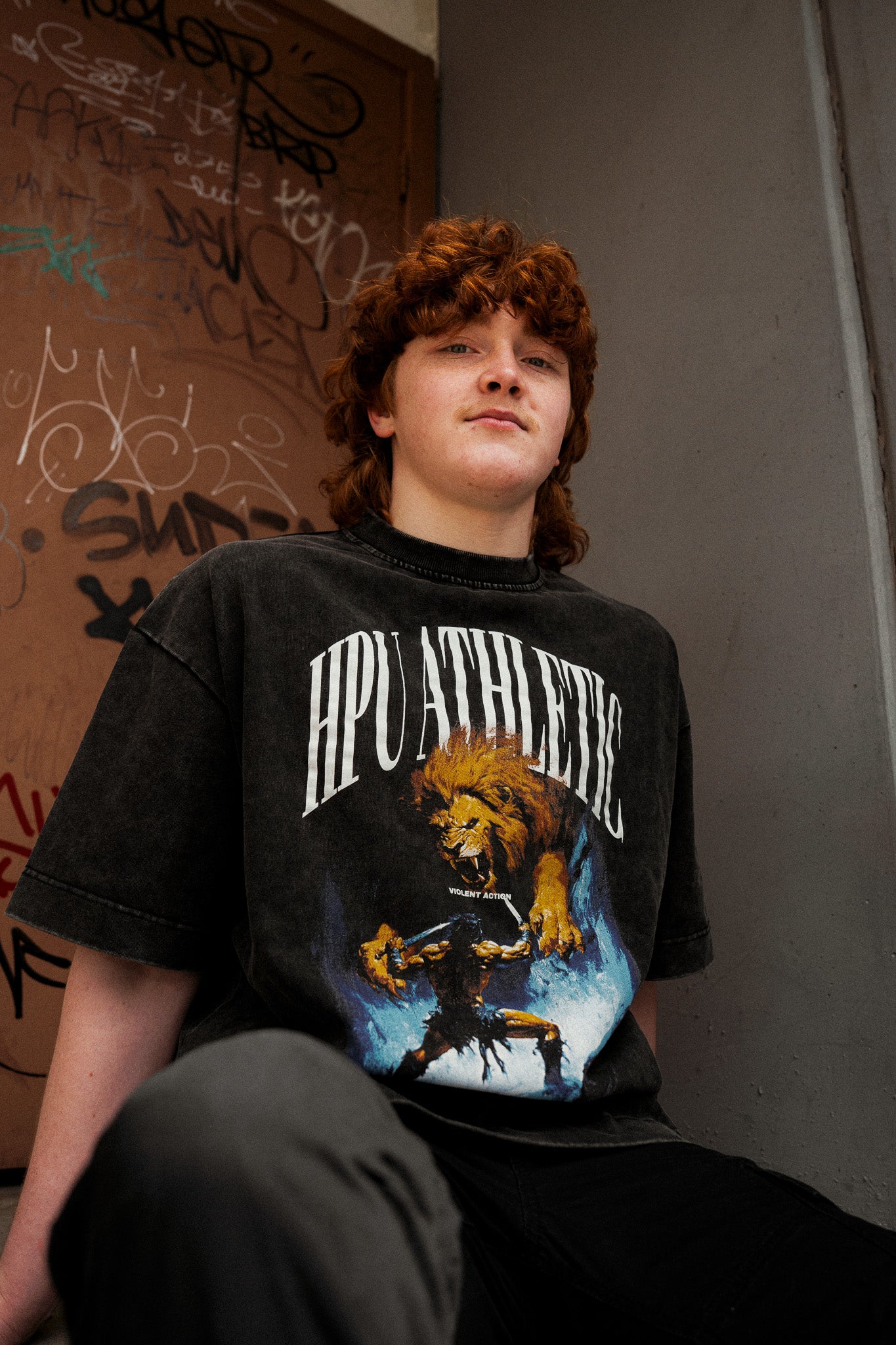 VIOLENT ACTION TEE WASHED BLACK